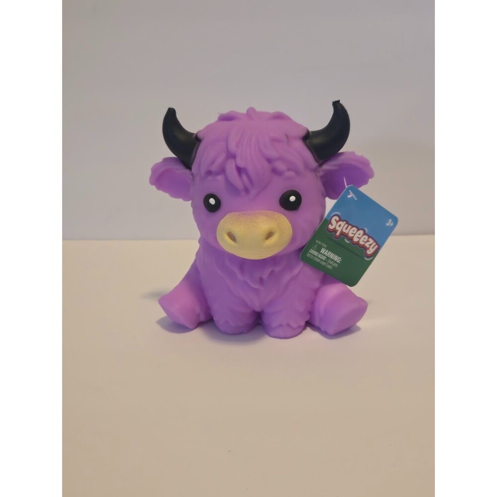 NWT SUNNY DAYS Squeeezy Purple Highland Cow Squishy Toy